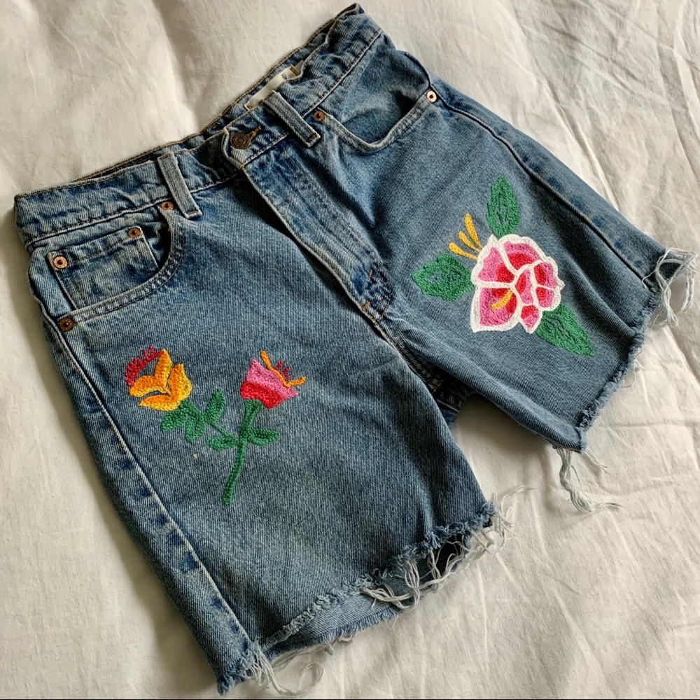 Madewell x JM Drygoods Embroidered Cutoff Shorts